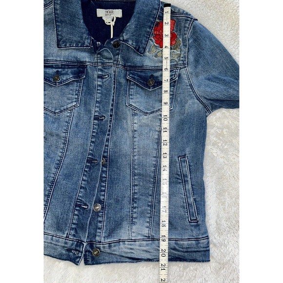 VINTAGE AMERICA BLUES Embroidered Roses Denim Jacket Sz S NWT - Picture 14 of 16